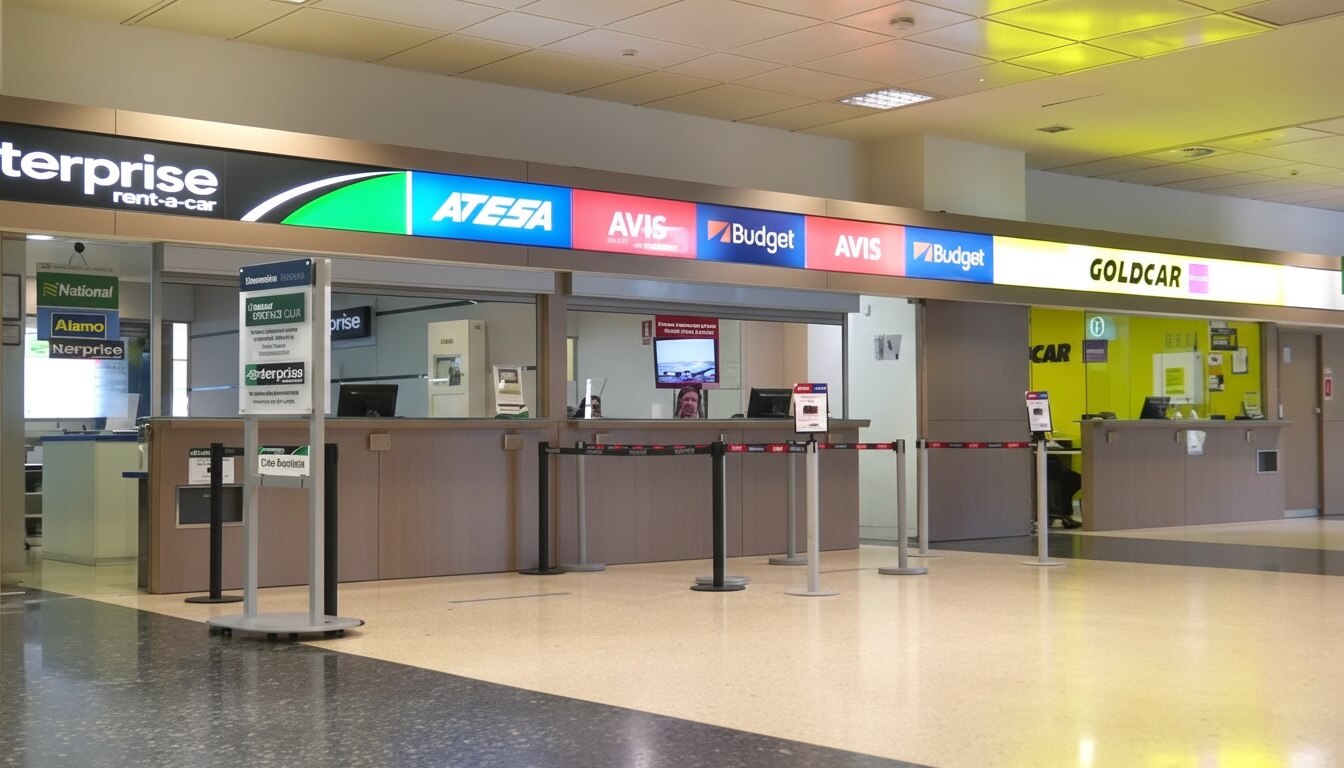 Comptoirs de location de voiture au terminal de l'Aéroport Alicante